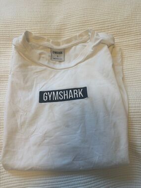Gymshark White Tee with Black Logo Patch